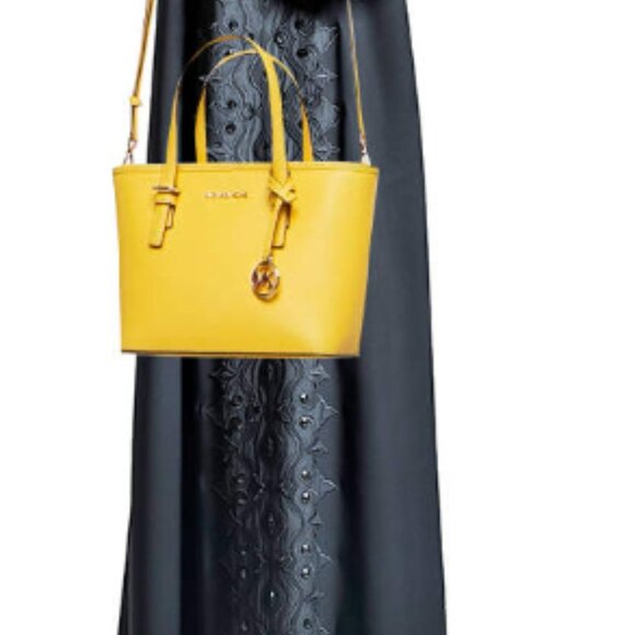 Michael Kors Yellow Saffiano Leather Extra-Small Jet Set Travel Tote - Picture 4 of 4